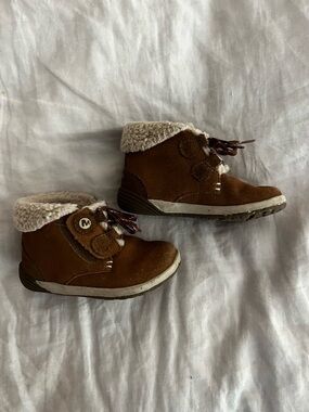 Merrell Bare Steps Toddler Suede Sherpa-Trim Winter Boots